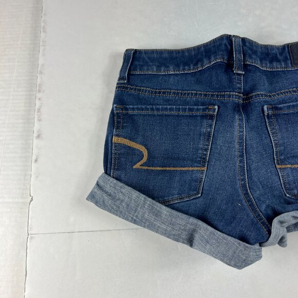 American Eagle Shorts Women's 27* Hi Rise Shortie Blue Cuffed Denim Jorts Tag 4 - Picture 8 of 16